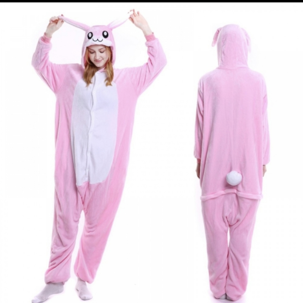 Pink Bunny Adult Animal Onesie | M